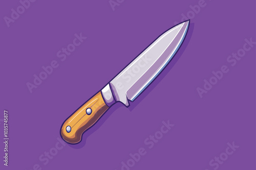 Floating Knife Cartoon Vector Icon Illustration Food Object Icon Concept Isolated Vector on color background