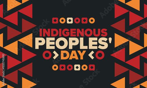 Indigenous Peoples' Day. Native American Day. American Indian culture. Heritage Month. Celebrate annual in United States. Tradition pattern. Poster, card, banner and background. Vector illustration