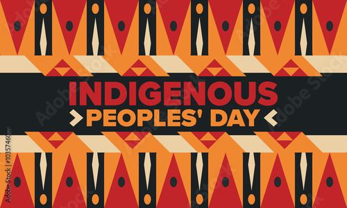 Indigenous Peoples' Day. Native American Day. American Indian culture. Heritage Month. Celebrate annual in United States. Tradition pattern. Poster, card, banner and background. Vector illustration