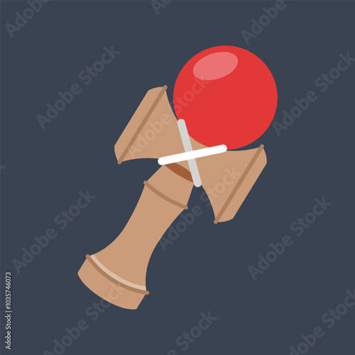 Kendama Japanese traditional toy in flat vector design.