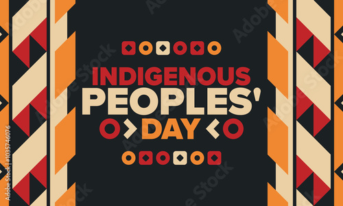 Indigenous Peoples' Day. Native American Day. American Indian culture. Heritage Month. Celebrate annual in United States. Tradition pattern. Poster, card, banner and background. Vector illustration