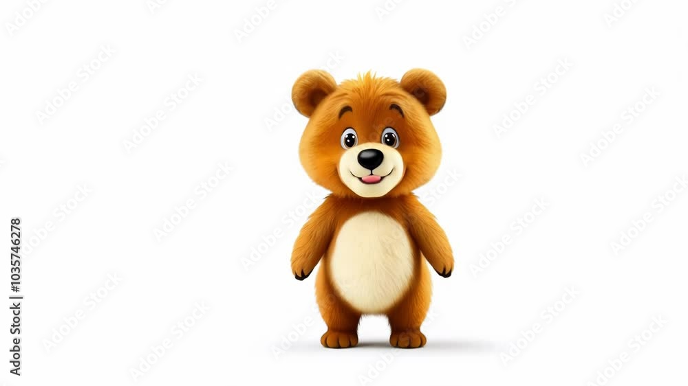 Adorable brown teddy bear standing in front of a white background with a happy expression. Ideal for children's toys or sentimental gifts. Adorable brown teddy bear standing in front of a white background with a happy expression. Ideal for children's toys or sentimental gifts.