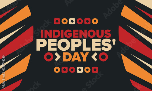 Indigenous Peoples' Day. Native American Day. American Indian culture. Heritage Month. Celebrate annual in United States. Tradition pattern. Poster, card, banner and background. Vector illustration