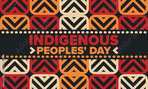 Indigenous Peoples' Day. Native American Day. American Indian culture. Heritage Month. Celebrate annual in United States. Tradition pattern. Poster, card, banner and background. Vector illustration