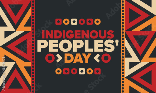 Indigenous Peoples' Day. Native American Day. American Indian culture. Heritage Month. Celebrate annual in United States. Tradition pattern. Poster, card, banner and background. Vector illustration