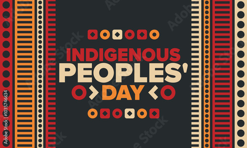 Indigenous Peoples' Day. Native American Day. American Indian culture. Heritage Month. Celebrate annual in United States. Tradition pattern. Poster, card, banner and background. Vector illustration