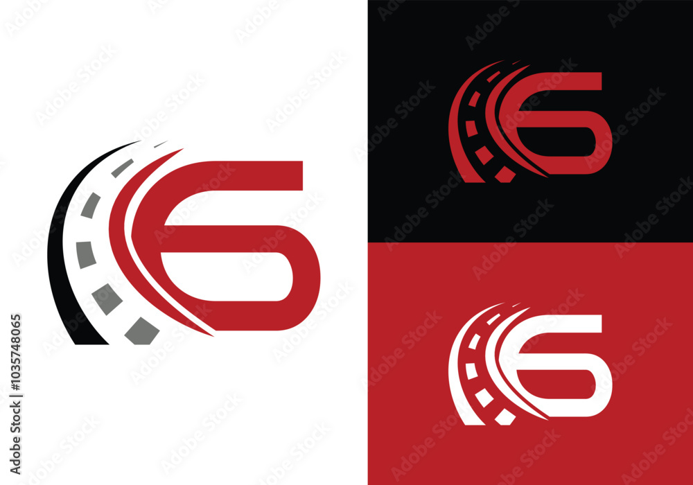 Road sign logo with letter 6 Design. Transportation and traffic Sign Symbol Road sign logo with letter 6 Design. Transportation and traffic Sign Symbol
