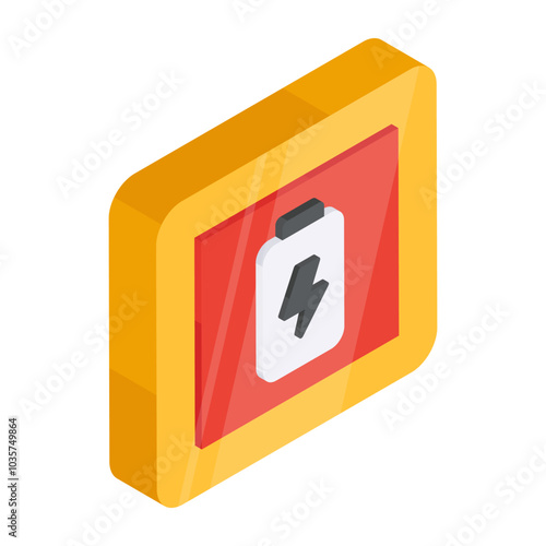 A flat isometric design icon of mobile battery

