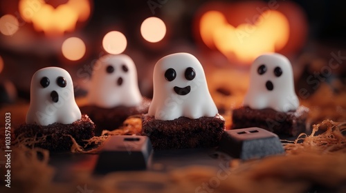 Spooky Ghost Shaped Brownies for Halloween Dessert Table