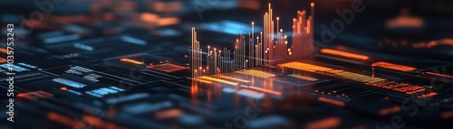 Realtime banking analytics with integrated fintech solutions, 3D illustration