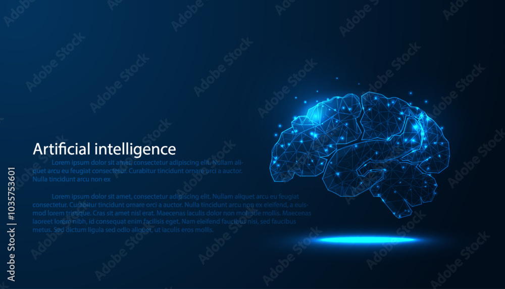 Obraz premium Futuristic Ai brain concept suitable for future technology artwork, blue background