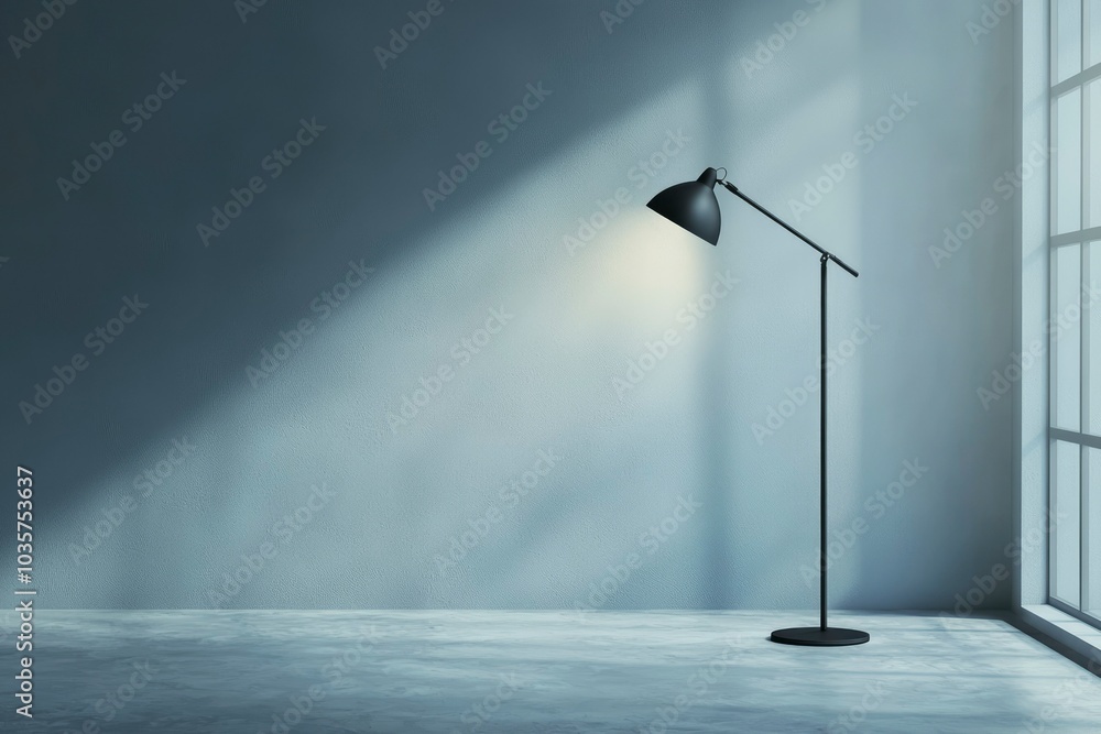 Minimalist Interior with a Floor Lamp and a Window Minimalist Interior with a Floor Lamp and a Window
