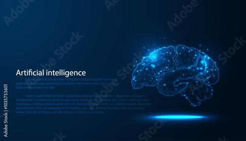 Futuristic Ai brain concept suitable for future technology artwork, blue background