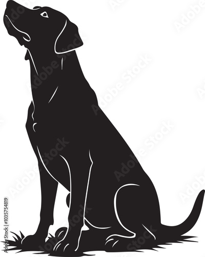 Minimalist Labrador Silhouette - Elegant Black sitting pose Labrador Dog for Animal Logos and Design Projects.
