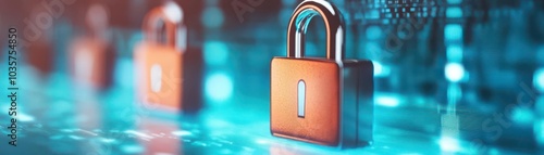 Visualization of GDPR compliance with digital data locks, data privacy, legal regulations