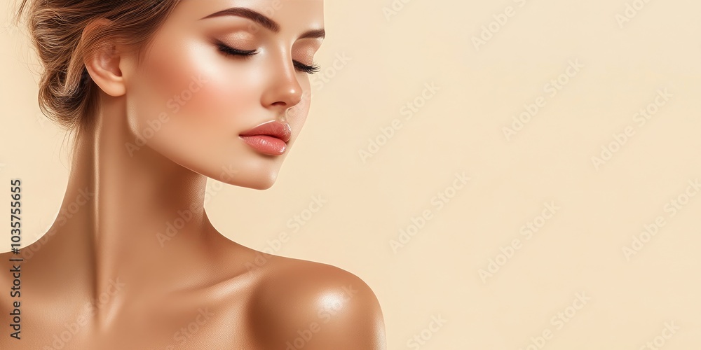 Naklejka premium Intimate Close-Up of Woman's Shoulder Against Simple Backdrop