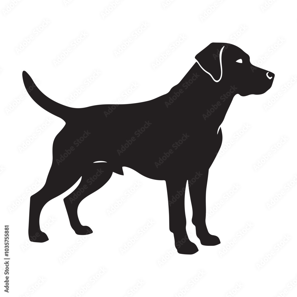Standing pose Labrador Dog Silhouette, Bold Black Canine Design for Pet Themed Projects. Standing pose Labrador Dog Silhouette, Bold Black Canine Design for Pet Themed Projects.