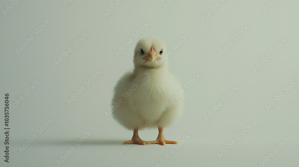 White chicken on clean background, minimalistic and charming. A beautiful display of animal grace and elegance White chicken on clean background, minimalistic and charming. A beautiful display of animal grace and elegance