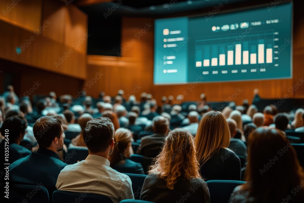 Business Presentation in Auditorium. AI generated illustration. Business Presentation in Auditorium. AI generated illustration.