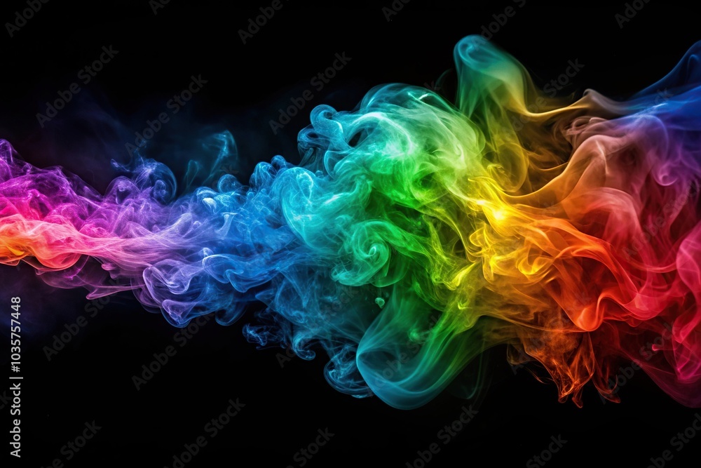 Abstract wave of colorful smoke on dark background Abstract wave of colorful smoke on dark background