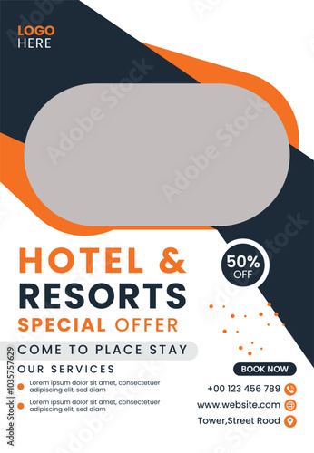 Hotel and resort concept poster template design