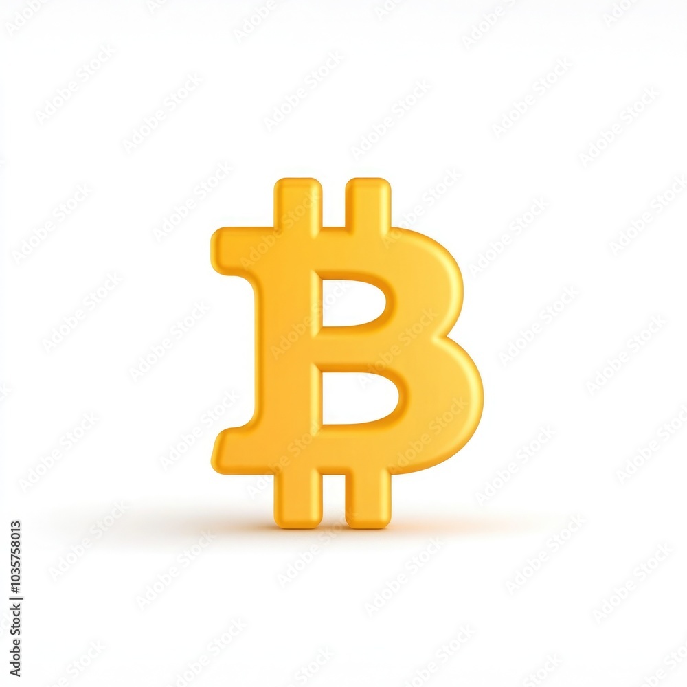 Bright D Bitcoin Symbol on White Background Bright D Bitcoin Symbol on White Background