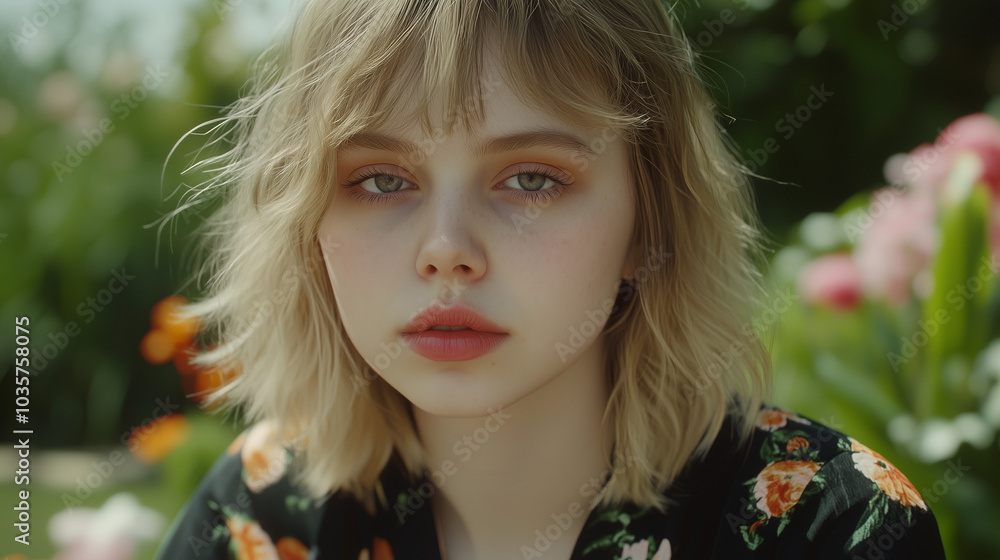 Portrait of Stylish Russian Woman with Tousled Bob Portrait of Stylish Russian Woman with Tousled Bob