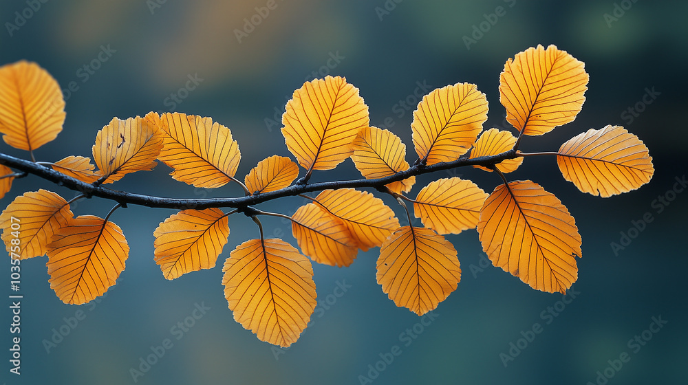Golden Leaves on Tree Branch by Water Golden Leaves on Tree Branch by Water