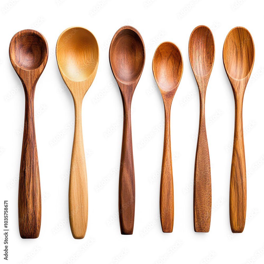 Row of Wooden Spoons on a Transparent Background Row of Wooden Spoons on a Transparent Background