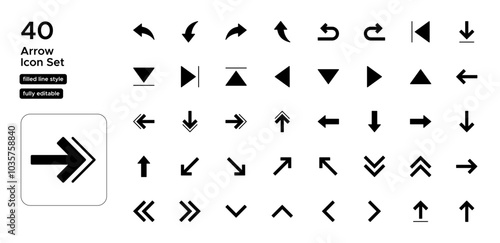 Arrow Glyph Icon Set: Directions, Movement Indicators, and Pathfinding Icons