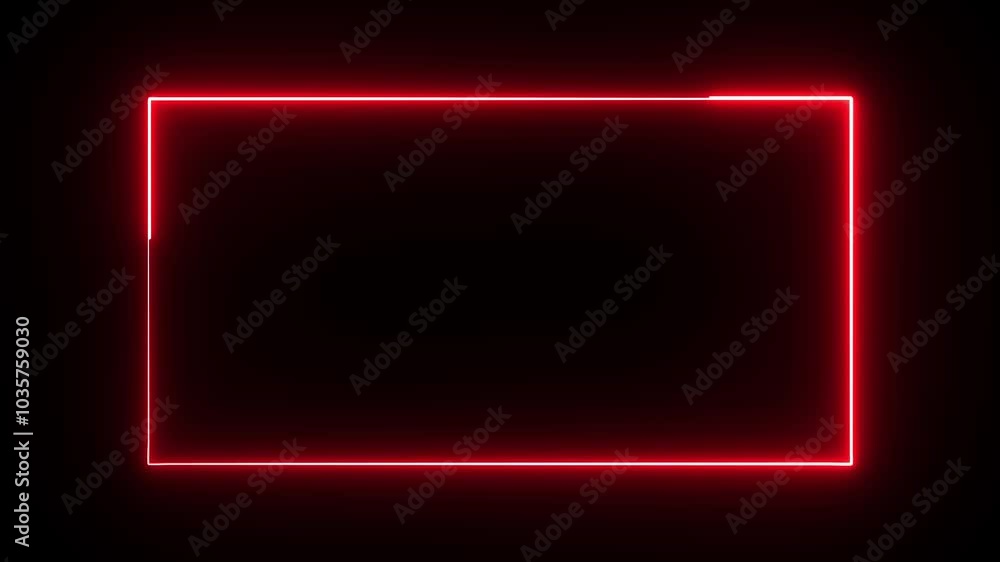 Futuristic Glowing Neon Ret Frame: Rectangular Light Element on Black Background Futuristic Glowing Neon Ret Frame: Rectangular Light Element on Black Background