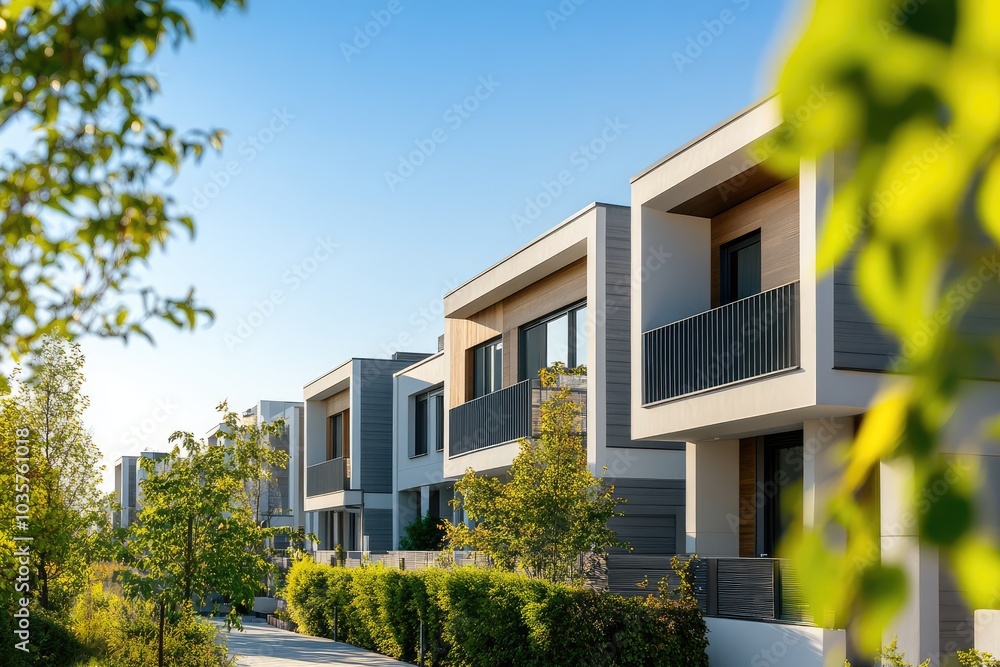 Modern Townhouse with Solar Panels. AI generated illustration. Modern Townhouse with Solar Panels. AI generated illustration.