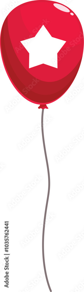 Single red balloon floating with a white star, conveying a sense of achievement and celebration Single red balloon floating with a white star, conveying a sense of achievement and celebration