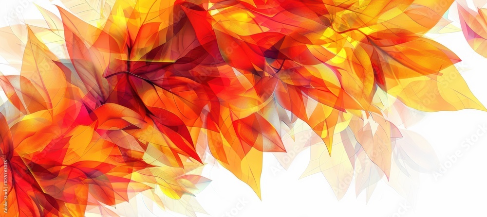 Fototapeta premium Modern Autumn Abstract with Colorful Angular Leaves in Bold Geometric Design for Print and Poster