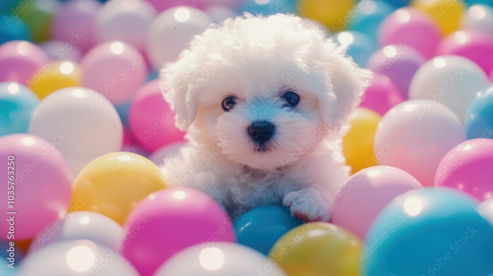 Puppy in Ball Pit. Puppy in Ball Pit.
