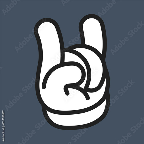 simple rocker hand gesture glove in flat vector design.