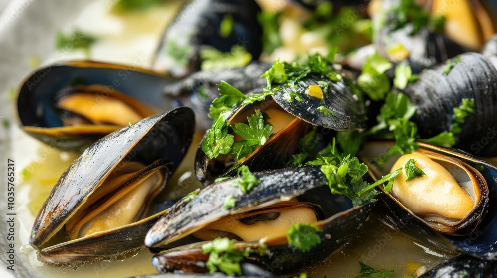 Mussels with Parsley. Mussels with Parsley.