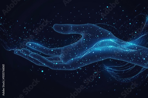 Abstract Digital Wave Dots Background. AI generated illustration.