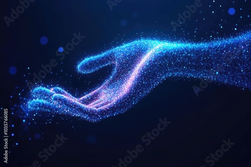 Abstract Digital Wave Dots Background. AI generated illustration.