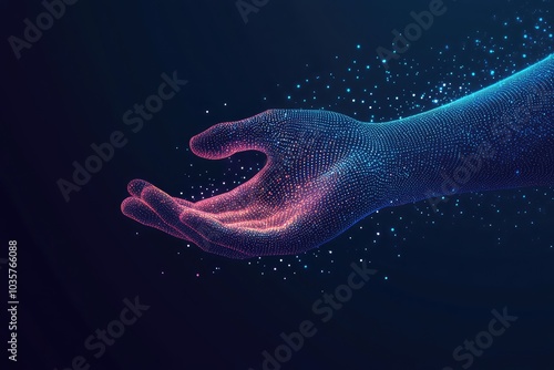 Abstract Digital Wave Dots Background. AI generated illustration.