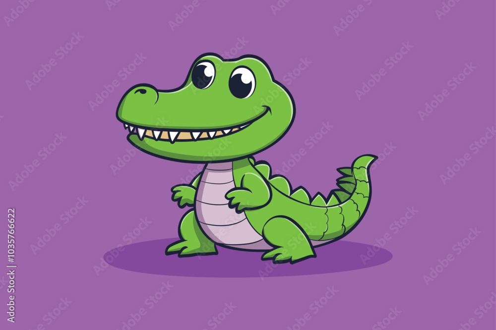 Fototapeta premium happy crocodile cartoon vector illustration on background 