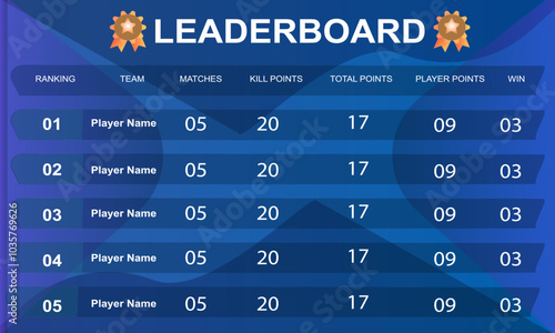  blue game leaderboard with abstract background vector