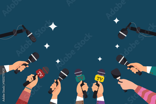 illustration of a press conference microphone or journalistic interview