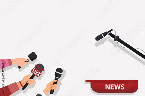 illustration of a press conference microphone or journalistic interview