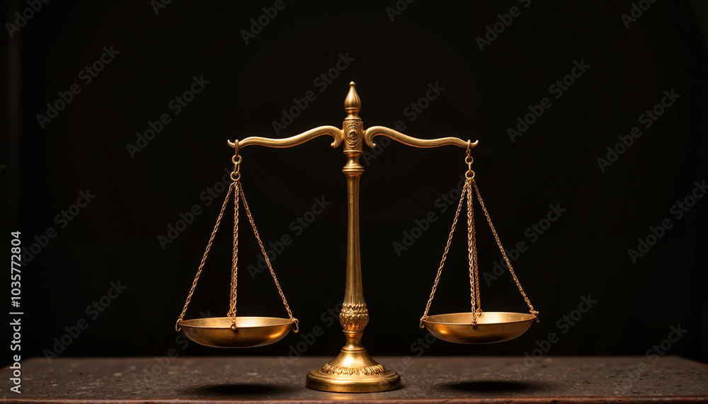 Golden scales of justice symbolizing fairness and equality against a dark background
Golden scales of justice symbolizing fairness and equality against a dark background