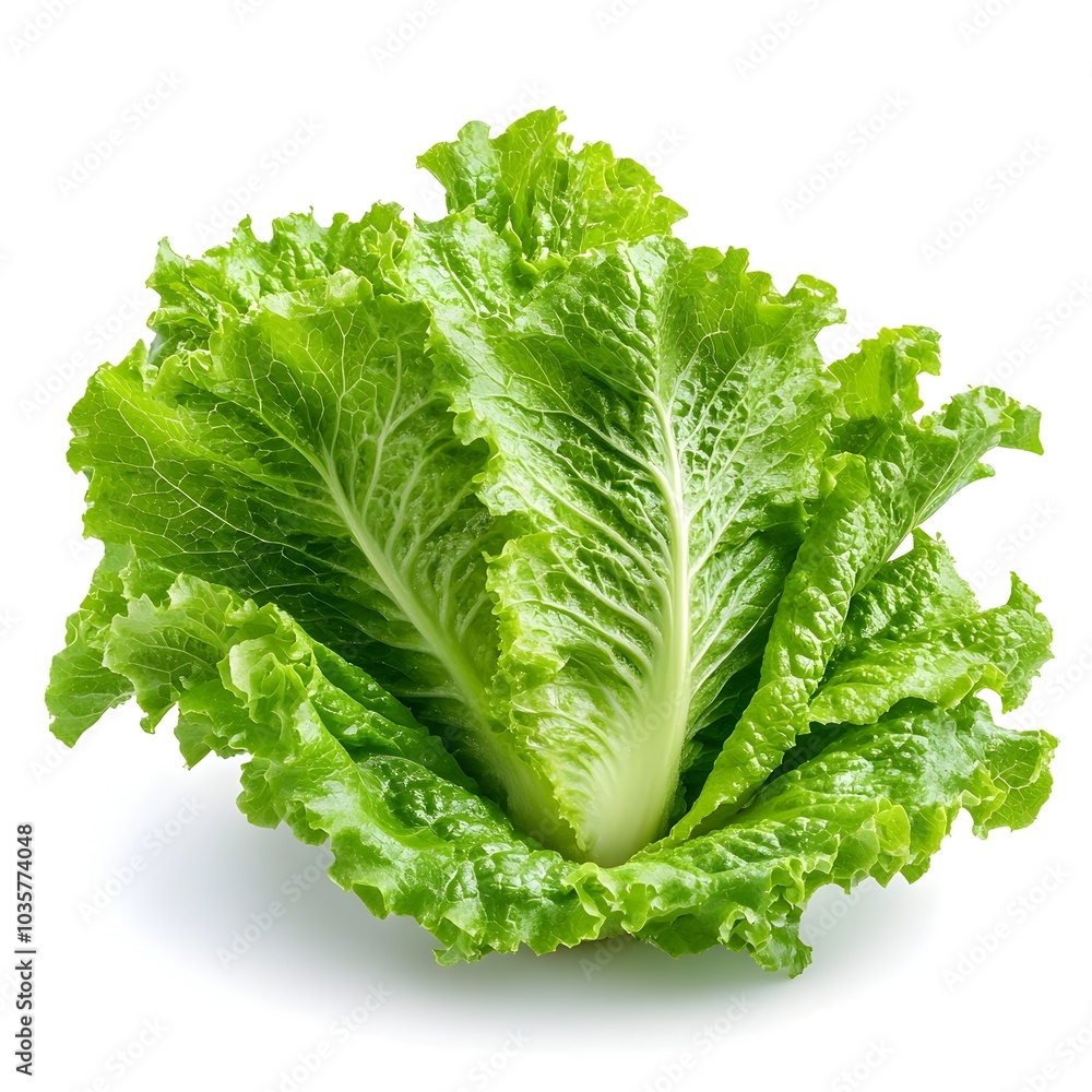 Macro Shot of Perfect Lettuce Salad Leaves on White Background
