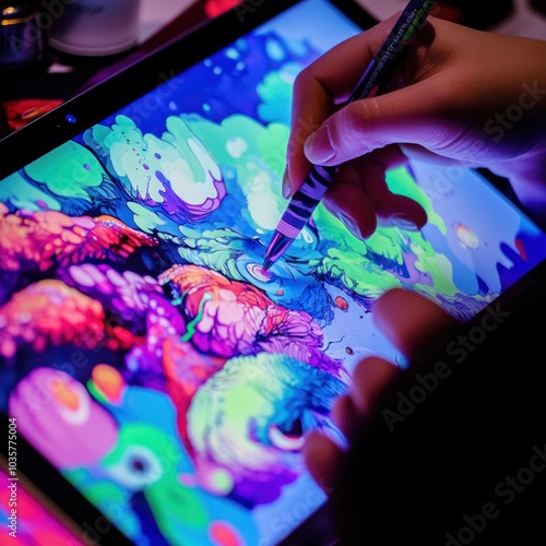 Dynamic digital painting unleashed exploring vivid colors and creative expression