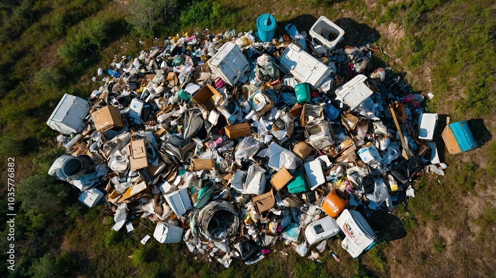 Massive Pile of Waste and Trash in Green Landscape
Massive Pile of Waste and Trash in Green Landscape