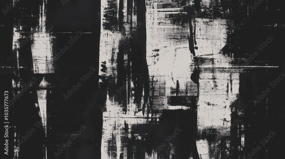 Fototapeta premium Distressed black overlay with a random pattern and gradient background, creating a textured and weathered look. Perfect for additng depth to designs, banners, or wallpapers. 