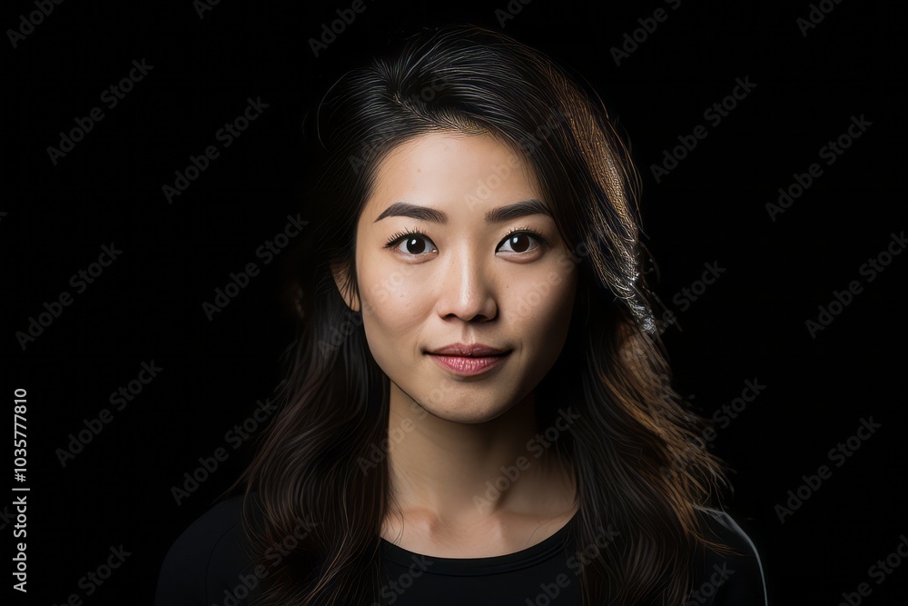 Portrait of a beautiful young asian woman on black background. Portrait of a beautiful young asian woman on black background.